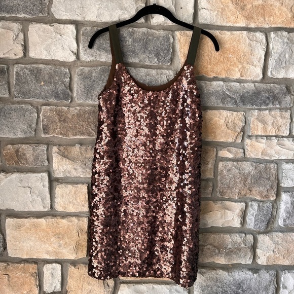 Theory Sequin Dress in Bronze and Black - Picture 4 of 7